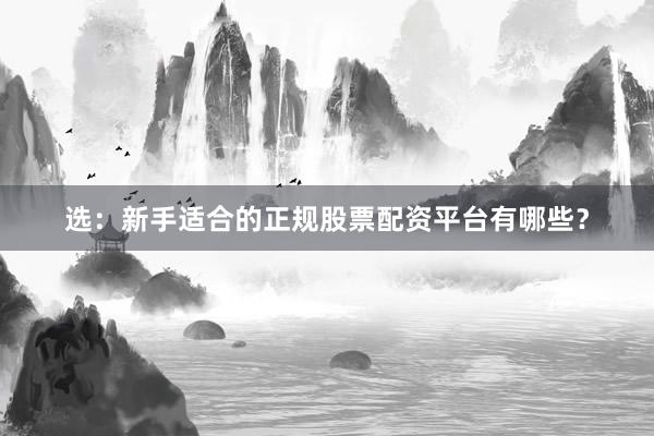 选：新手适合的正规股票配资平台有哪些？