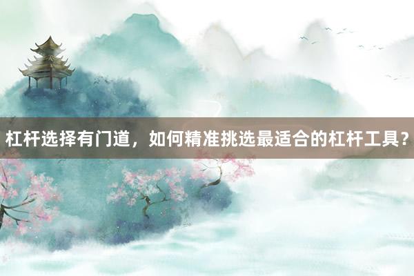 杠杆选择有门道，如何精准挑选最适合的杠杆工具？